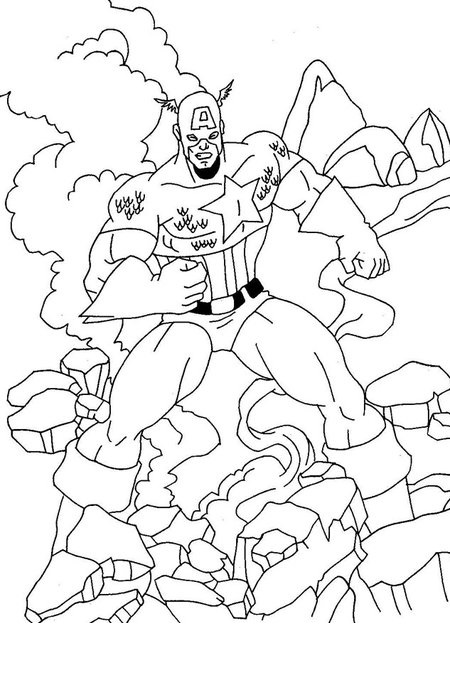 Coloriage Captain America - Avenger facile - Avengers à imprimer