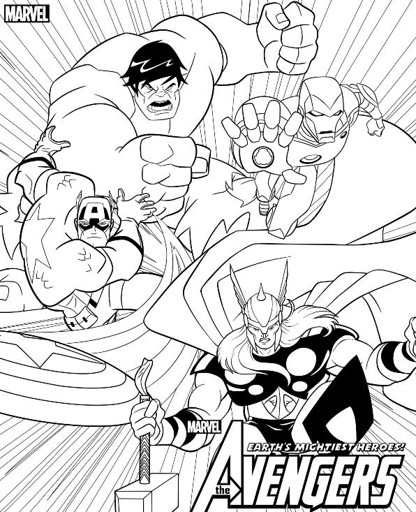 Coloriage Les Avengers - Hulk Iron Man Thor - Avengers à imprimer