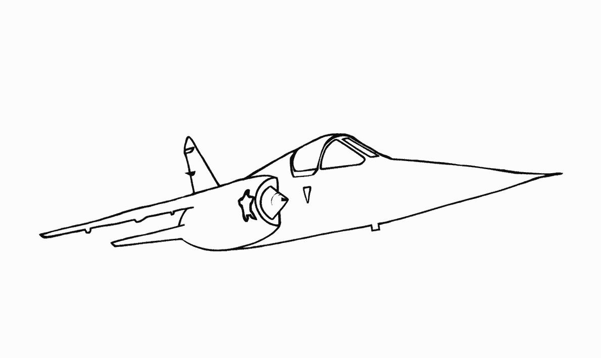 Coloriage Chasseur militaire ultra-rapide - Avion à imprimer