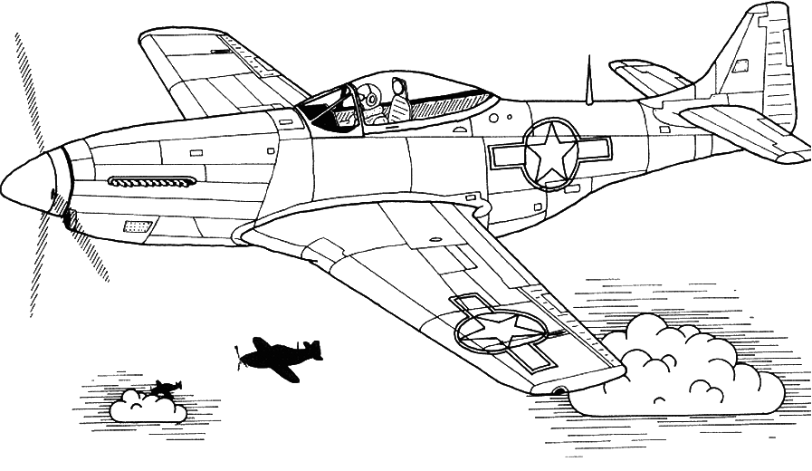 Coloriage Avion de guerre en vol tactical - Garçon à imprimer