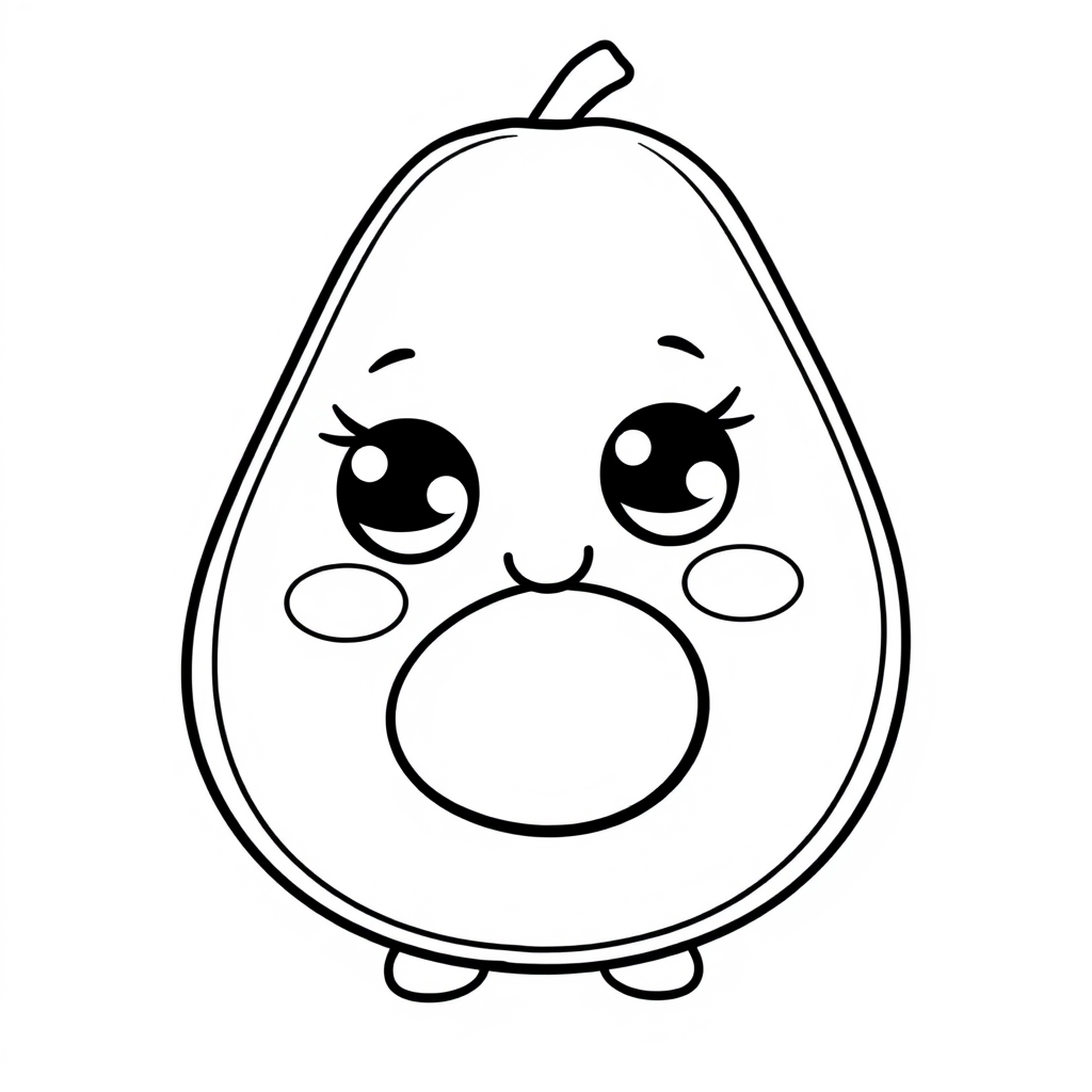 Coloriage Avocat 2 Fruit Kawaii - Kawaii fruits à imprimer