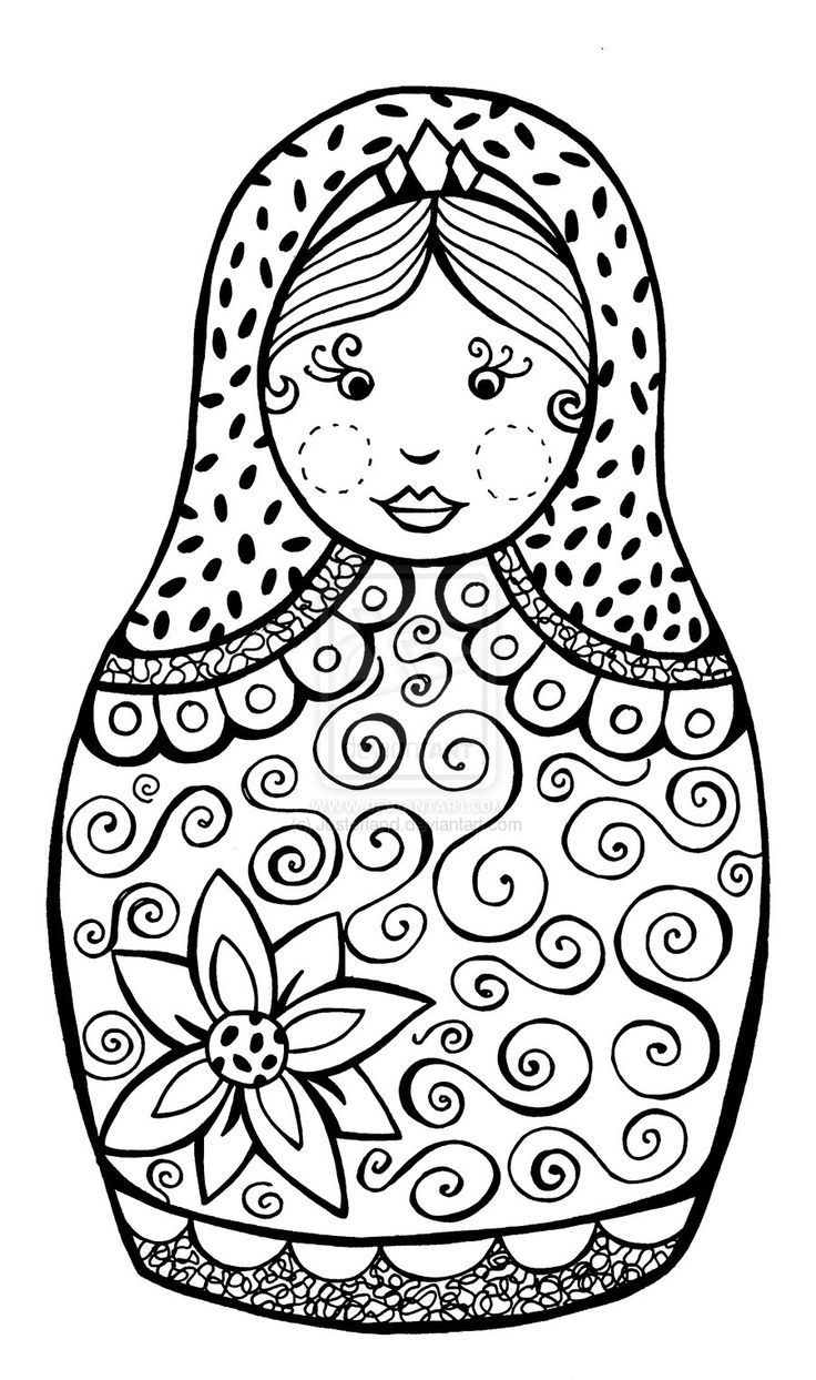 Coloriage Babushka Matryoshka Dolls Poupée Russe - Poupée russe matriochka à imprimer