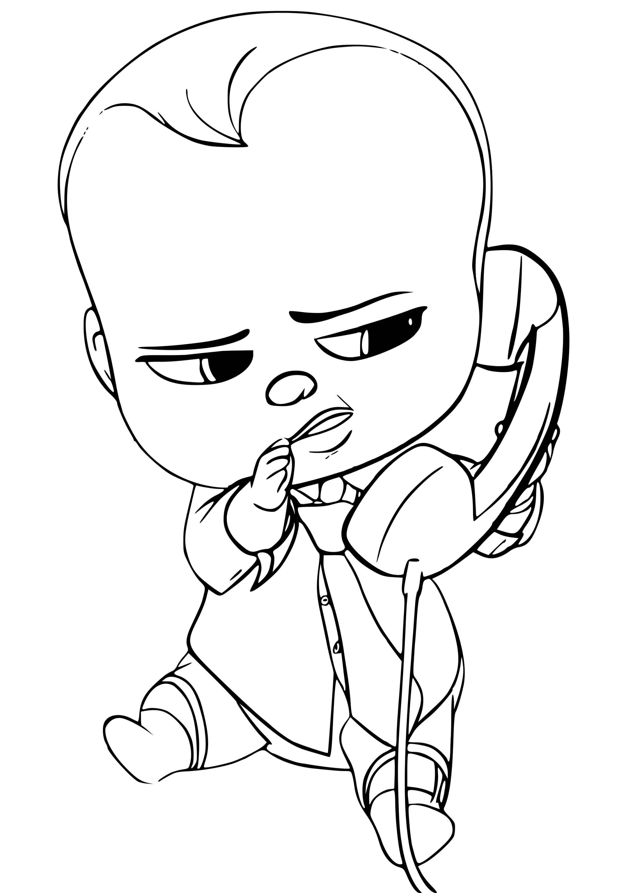 Coloriage Baby Boss Au Téléphone - Baby boss à imprimer