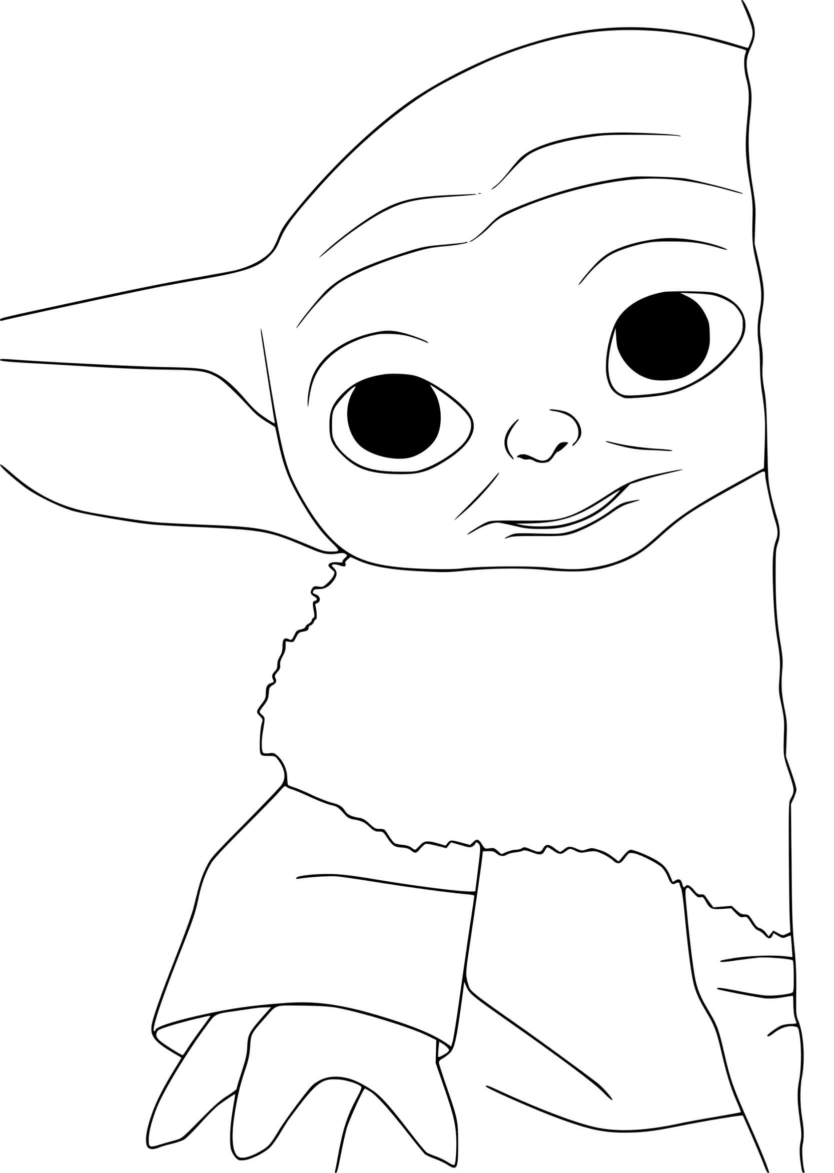 Coloriage Baby Yoda Se Cache - Bébé Yoda à imprimer