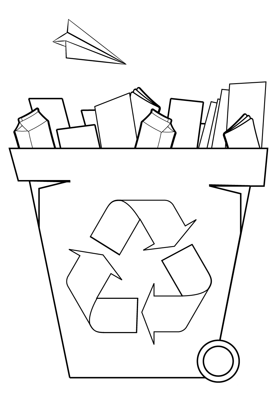 Coloriage Bac De Recyclage Papier - Jour de la Terre à imprimer