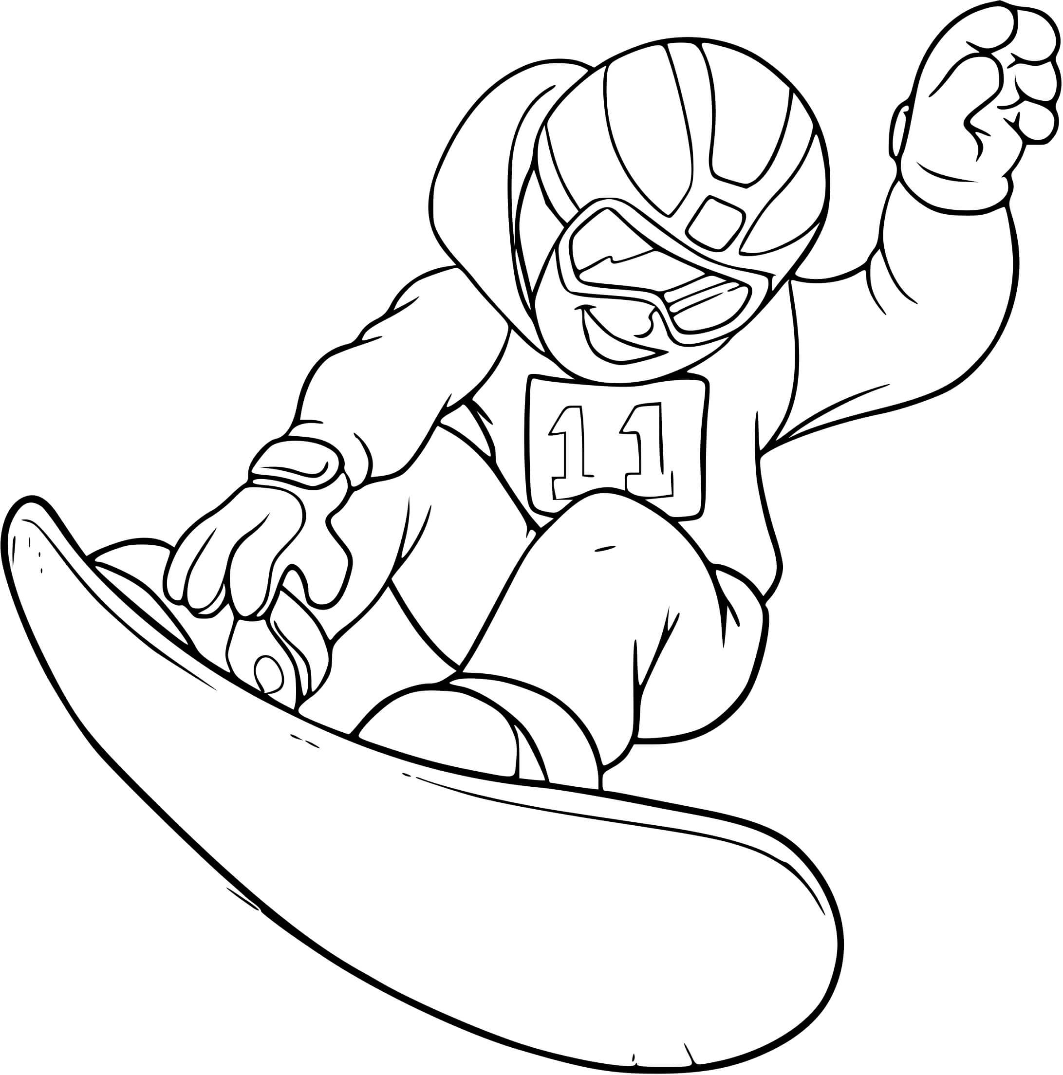 Coloriage Backflip Snowboard Sport Hiver - Ski à imprimer