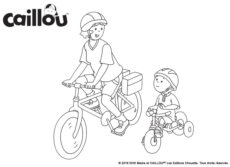Coloriage Balade Avec Maman Les Plaisirs De La Vie Vélo - Caillou à imprimer