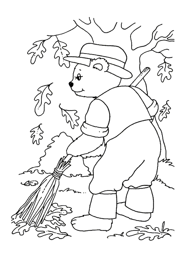 Coloriage Balayer Les Feuilles Automnes - Automne à imprimer