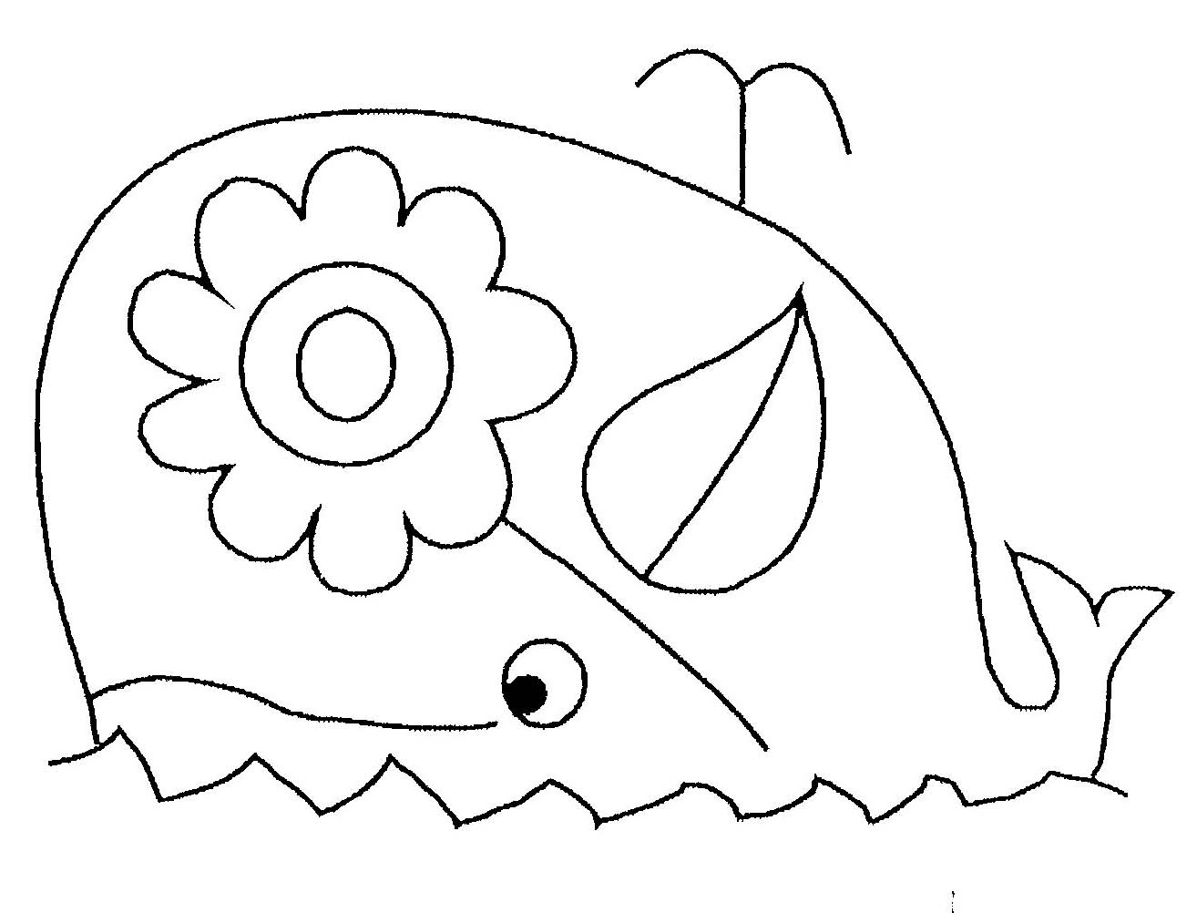 Coloriage Baleine Avec Une Fleur - Animaux de la mer à imprimer