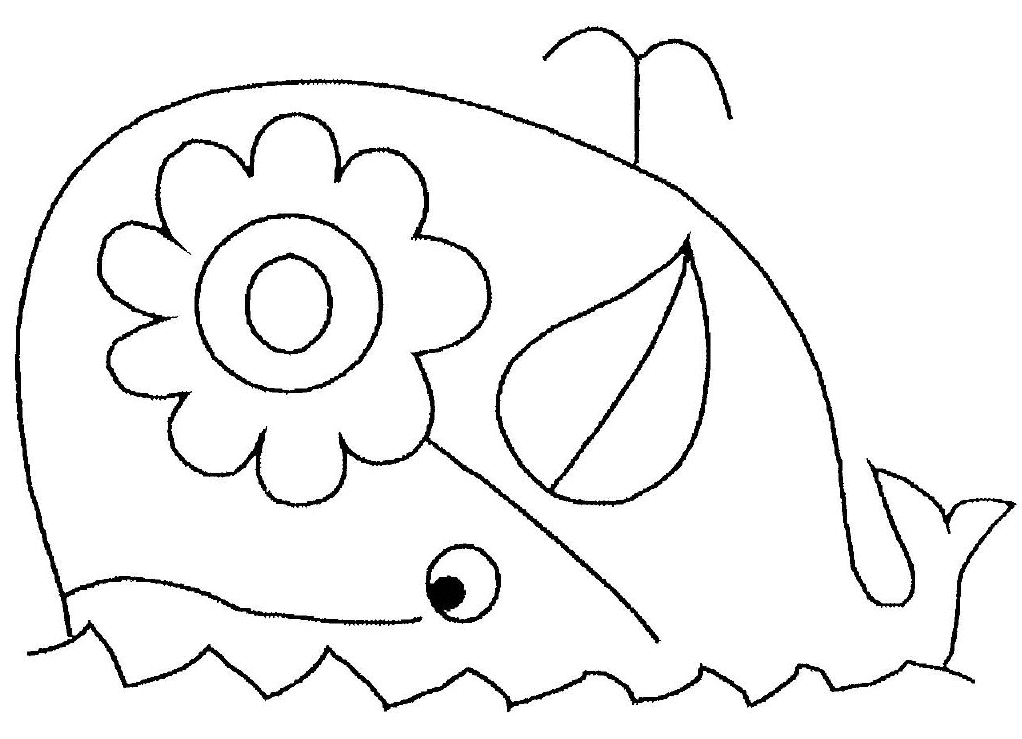 Coloriage Baleine Et Fleur - Animaux à imprimer