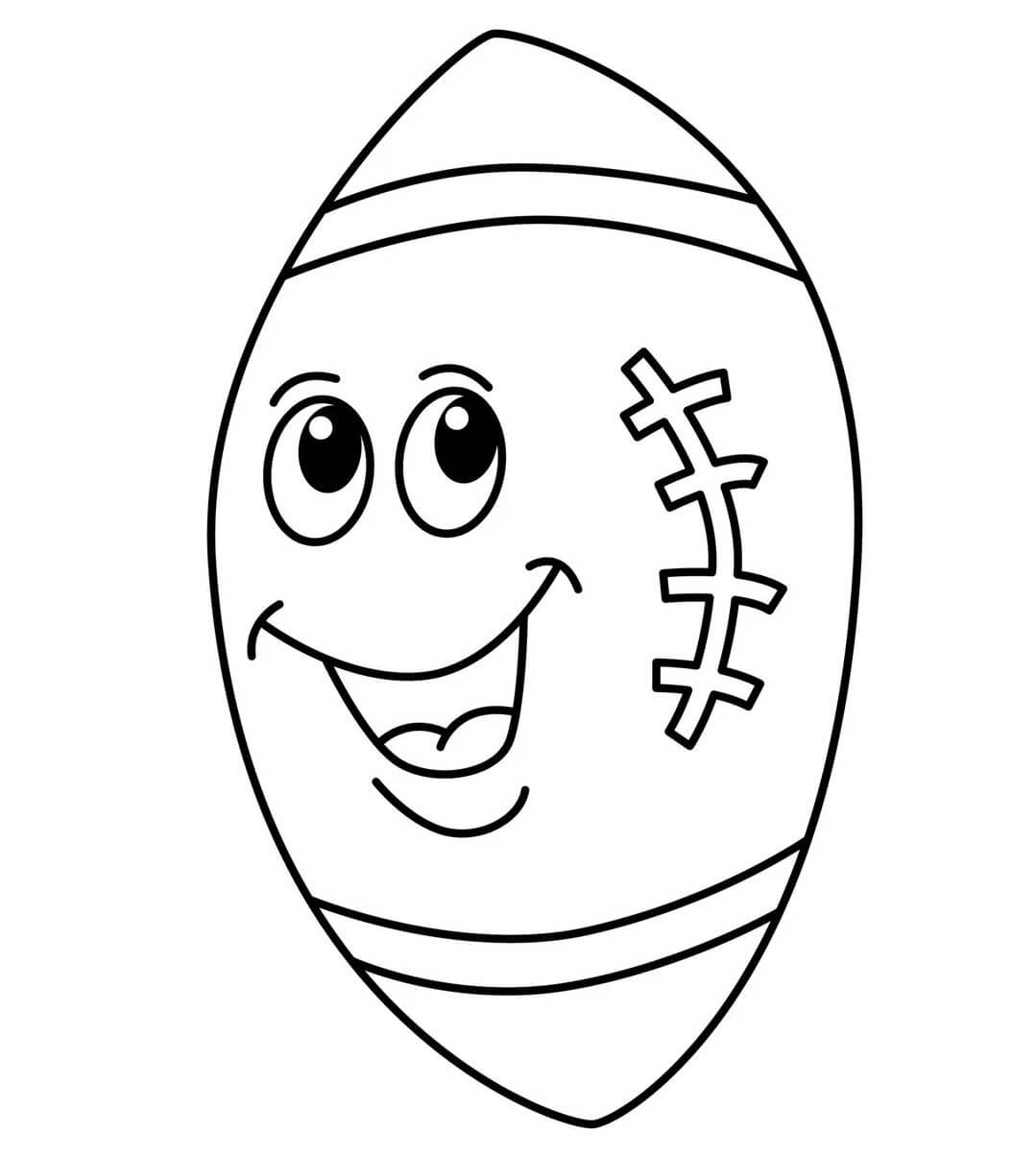 Coloriage Ballon De Rugby Rigolo - Rugby à imprimer