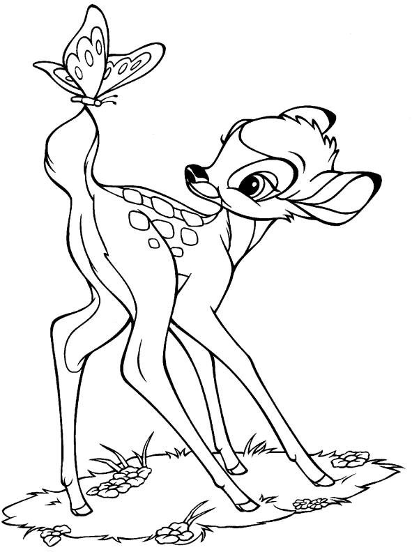 Coloriage Bambi Disney Animaux - Fille à imprimer