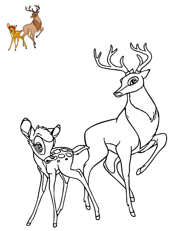 Coloriage Bambi Et Le Grand Prince De La Forêt - Bambi à imprimer