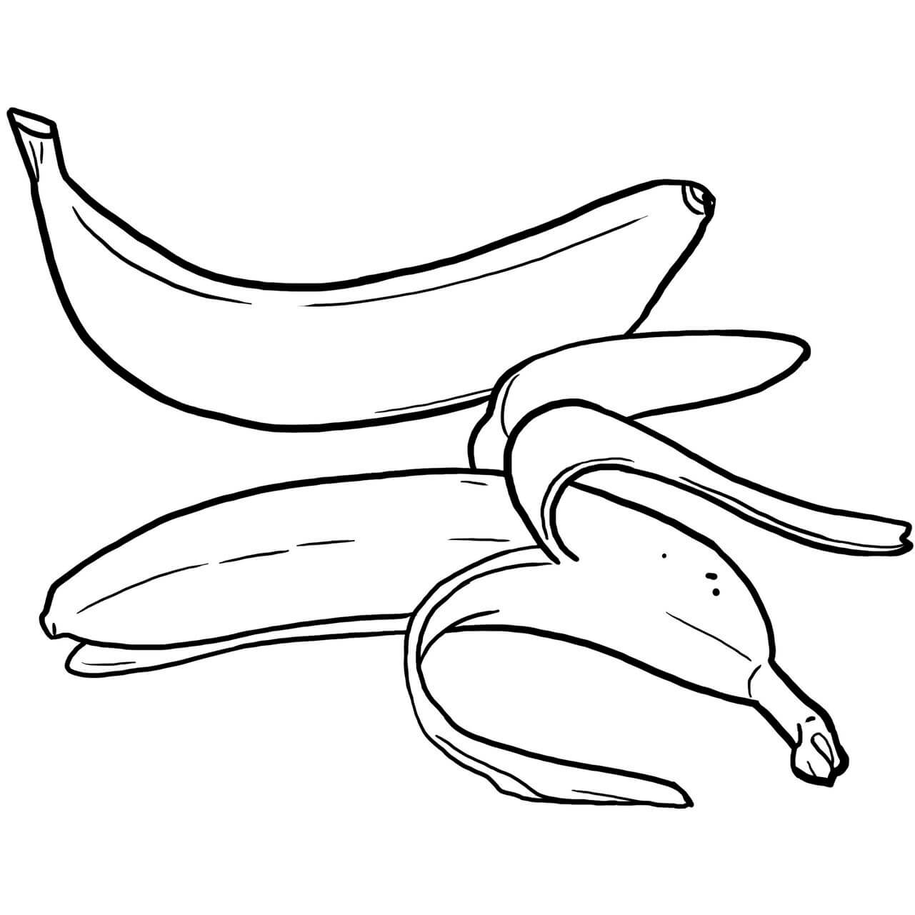 Coloriage Banane Ferme Et Banane Ouverte - Banane à imprimer