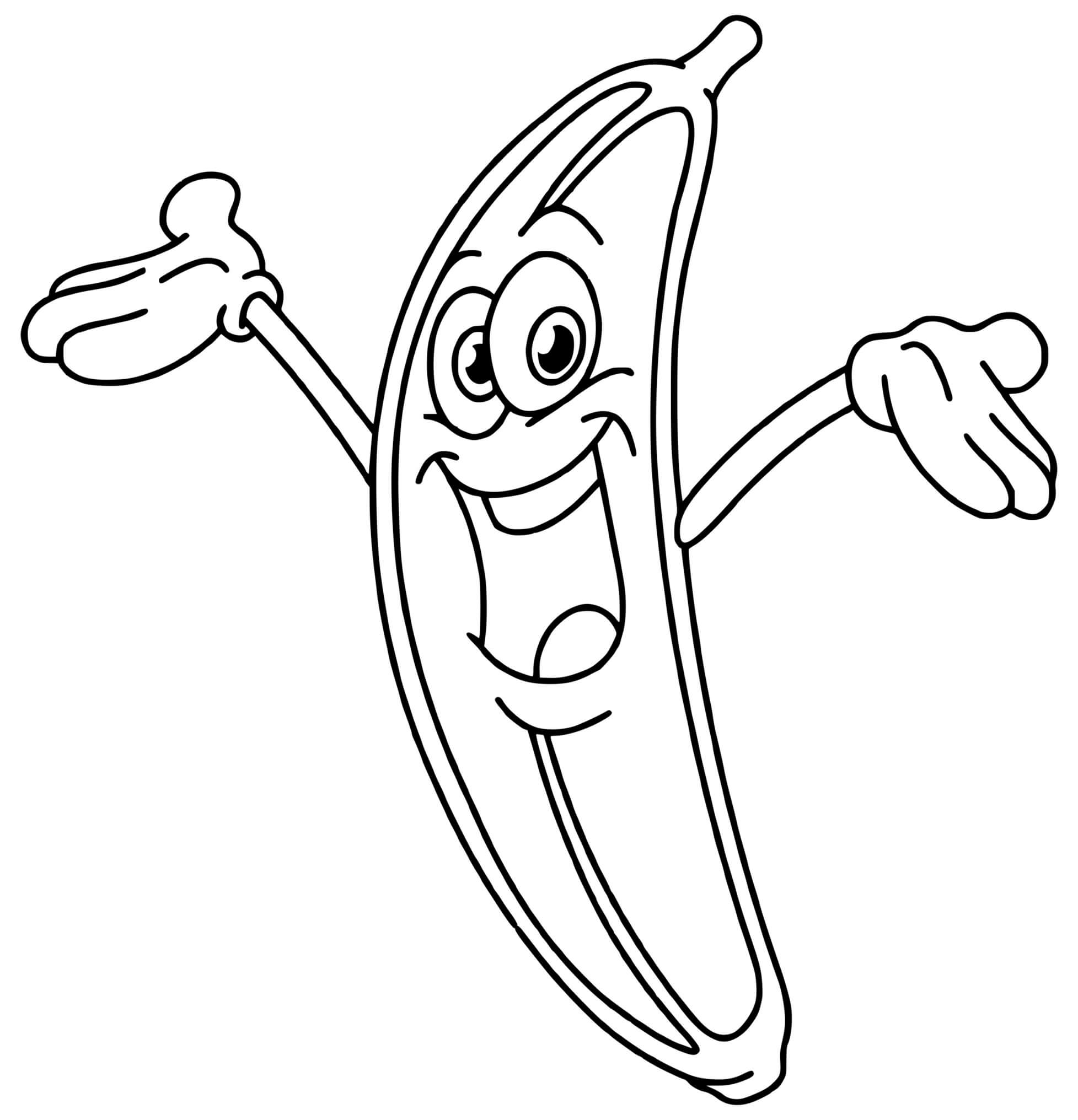 Coloriage Banane Kawaii Dessin Anime - Banane à imprimer