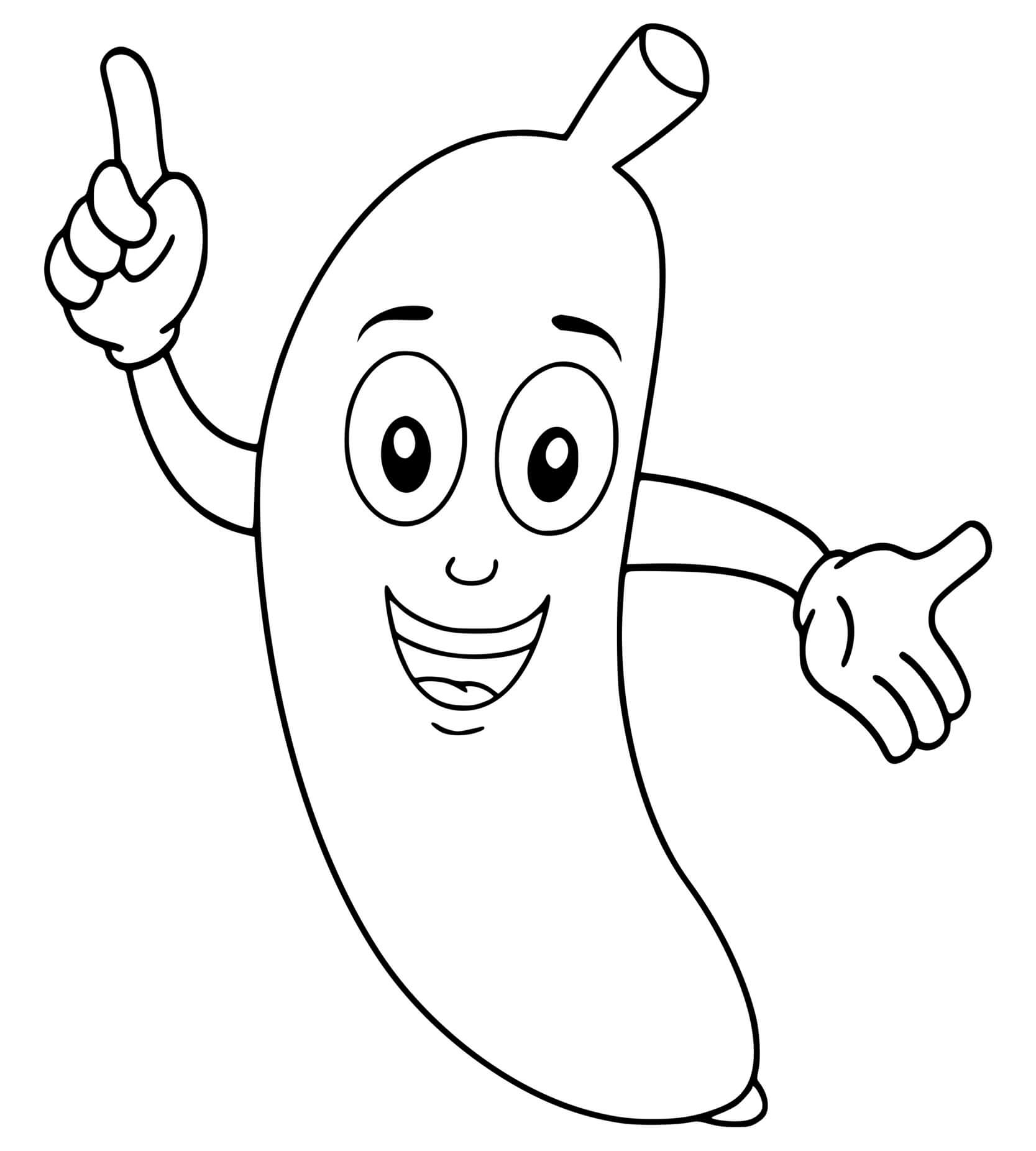 Coloriage Banane Maternelle Avec Un Visage - Banane à imprimer