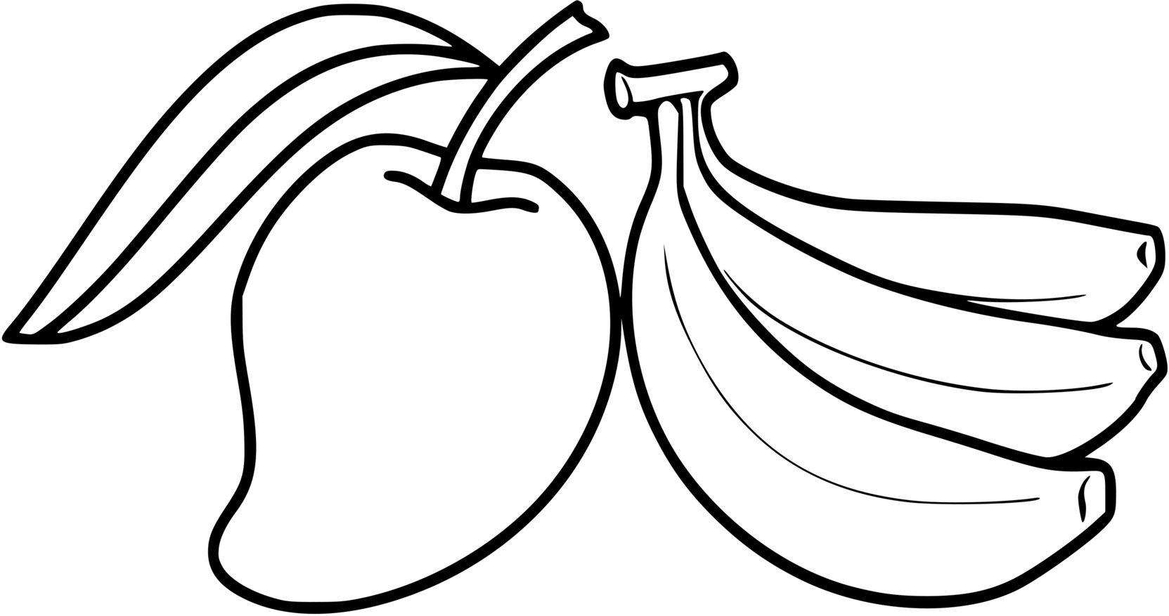 Coloriage Bananes Et Mangue Fruits Enfants - Banane à imprimer