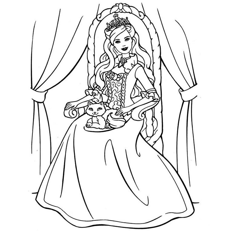 Coloriage Barbie 12 Princesses - Barbie à imprimer