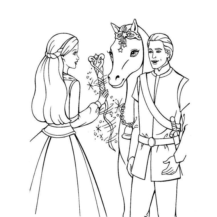 Coloriage Barbie Cheval Magique - Barbie à imprimer