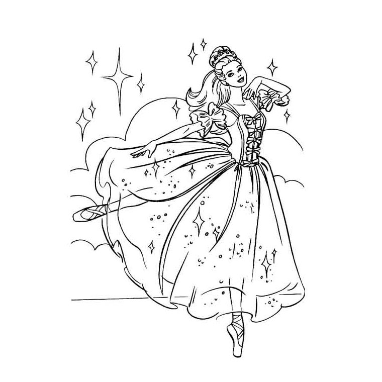 Coloriage Barbie Danseuse Étoile - Barbie à imprimer