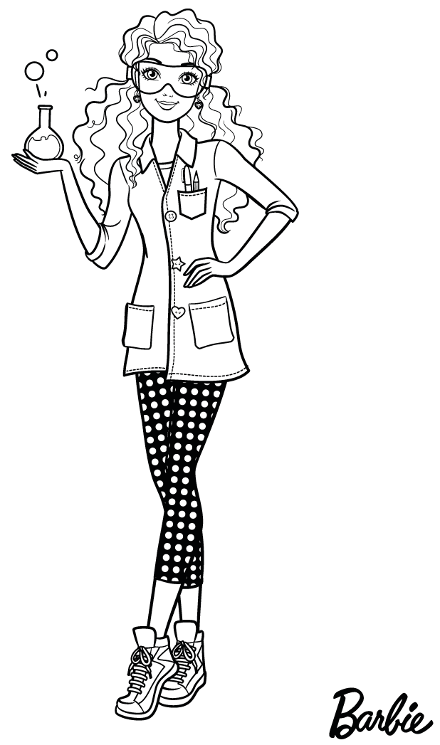 Coloriage Barbie Est Une Scientifique Et Chercheuse - Barbie à imprimer
