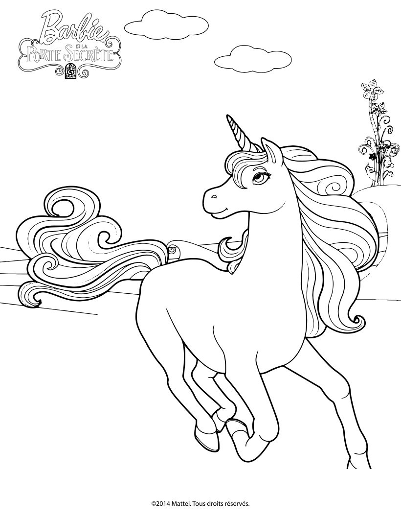 Coloriage Barbie Et La Porte Secrete La Reine Licorne - Barbie à imprimer