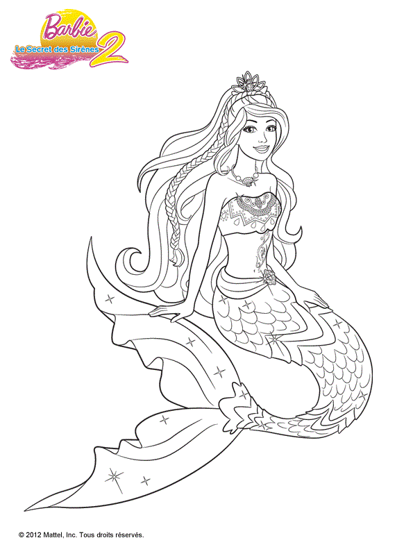 Coloriage Barbie sirène