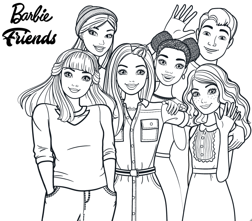 Coloriage Barbie Friends Les Amis - Barbie à imprimer