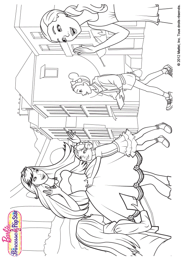 Coloriage Barbie La Popstar Avec Des Enfants - Barbie à imprimer