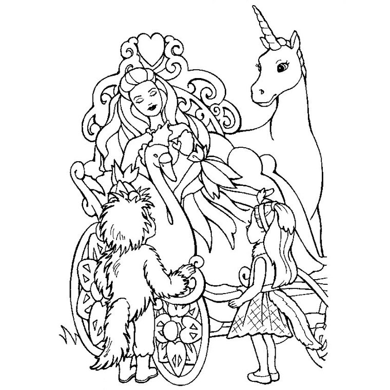 Coloriage Barbie Les 12 Princesses - Barbie à imprimer