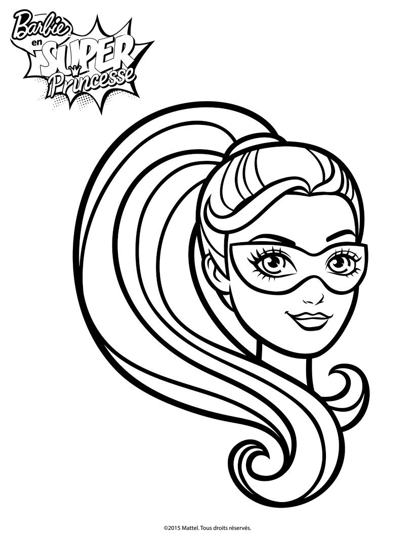 Coloriage Barbie Portrait De Barbie En Super Princesse - Barbie à imprimer