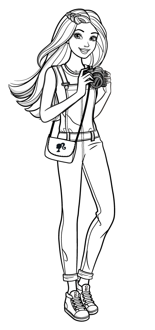 Coloriage Barbie Prend Des Photos Pour Son Compte Instagram - Barbie à imprimer