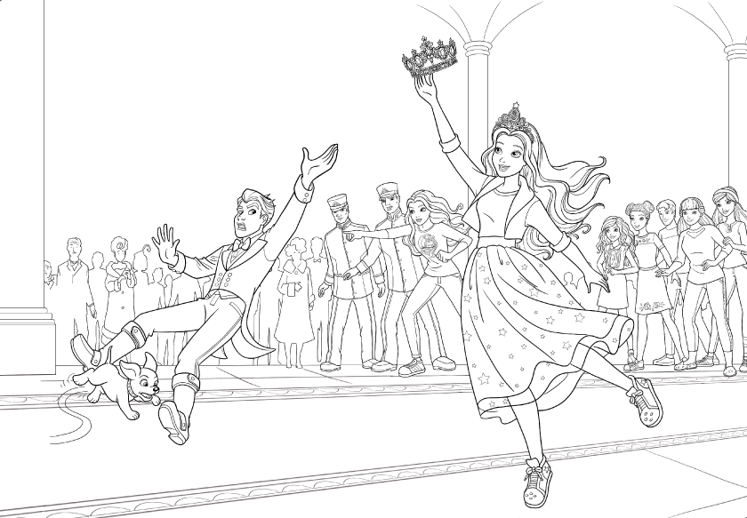 Coloriage Barbie Princesse Attrape La Couronne De Son Prince - Barbie princesse à imprimer