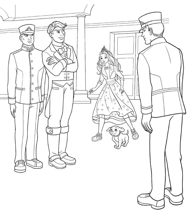 Coloriage Barbie Princesse Avec Ken Et Le Petit Chiot Taffy - Barbie princesse à imprimer