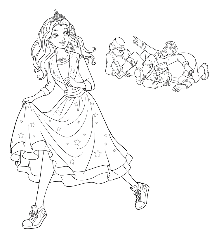 Coloriage Barbie Princesse Fait Tombe Des Gendarmes Et Rigole - Barbie princesse à imprimer