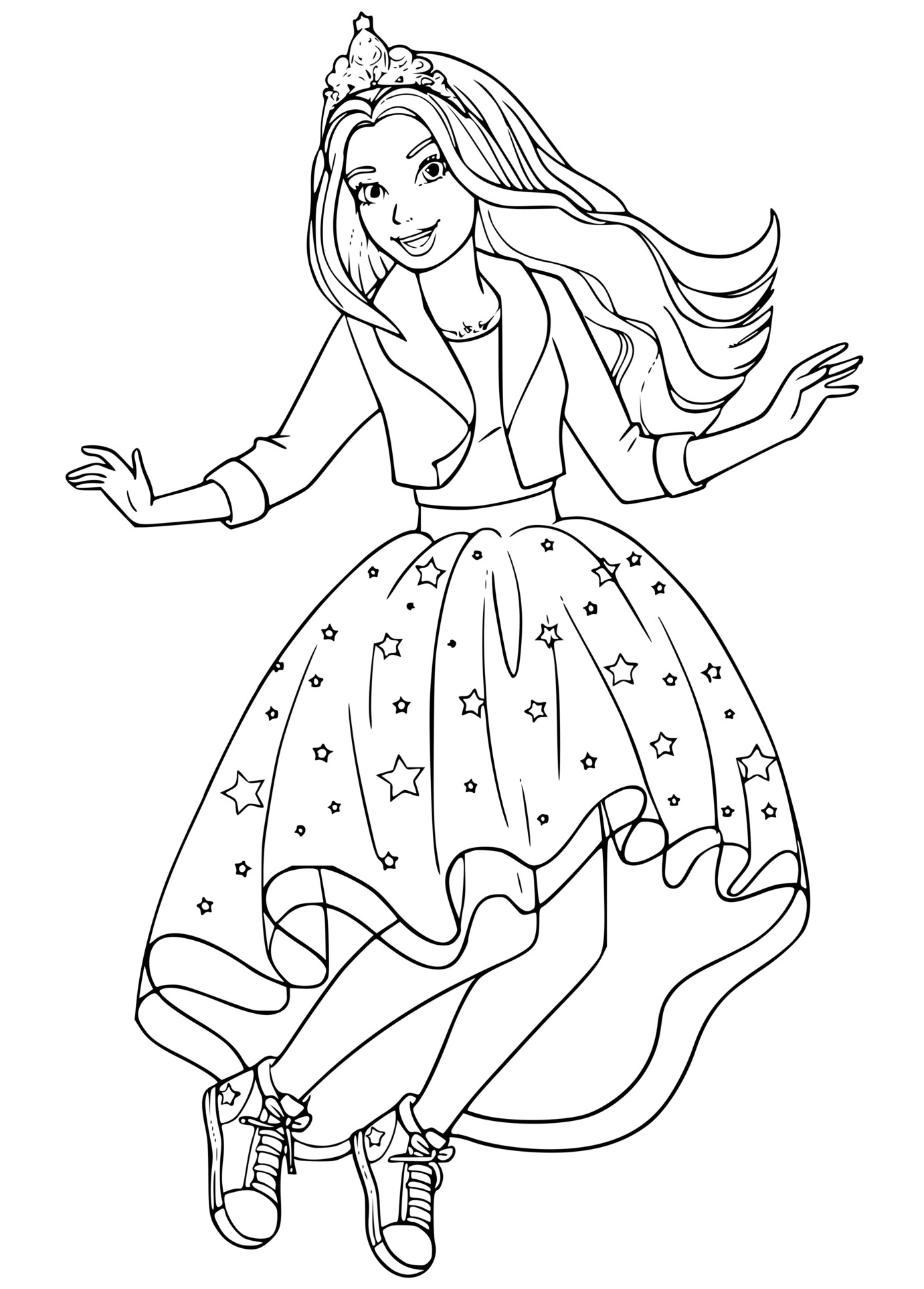 Coloriage Barbie Princesse Fait Un Saut De Joie - Barbie princesse à imprimer
