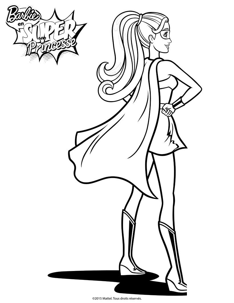 Coloriage Barbie Princesse Kara En Tenue De Super Héroïne - Barbie à imprimer