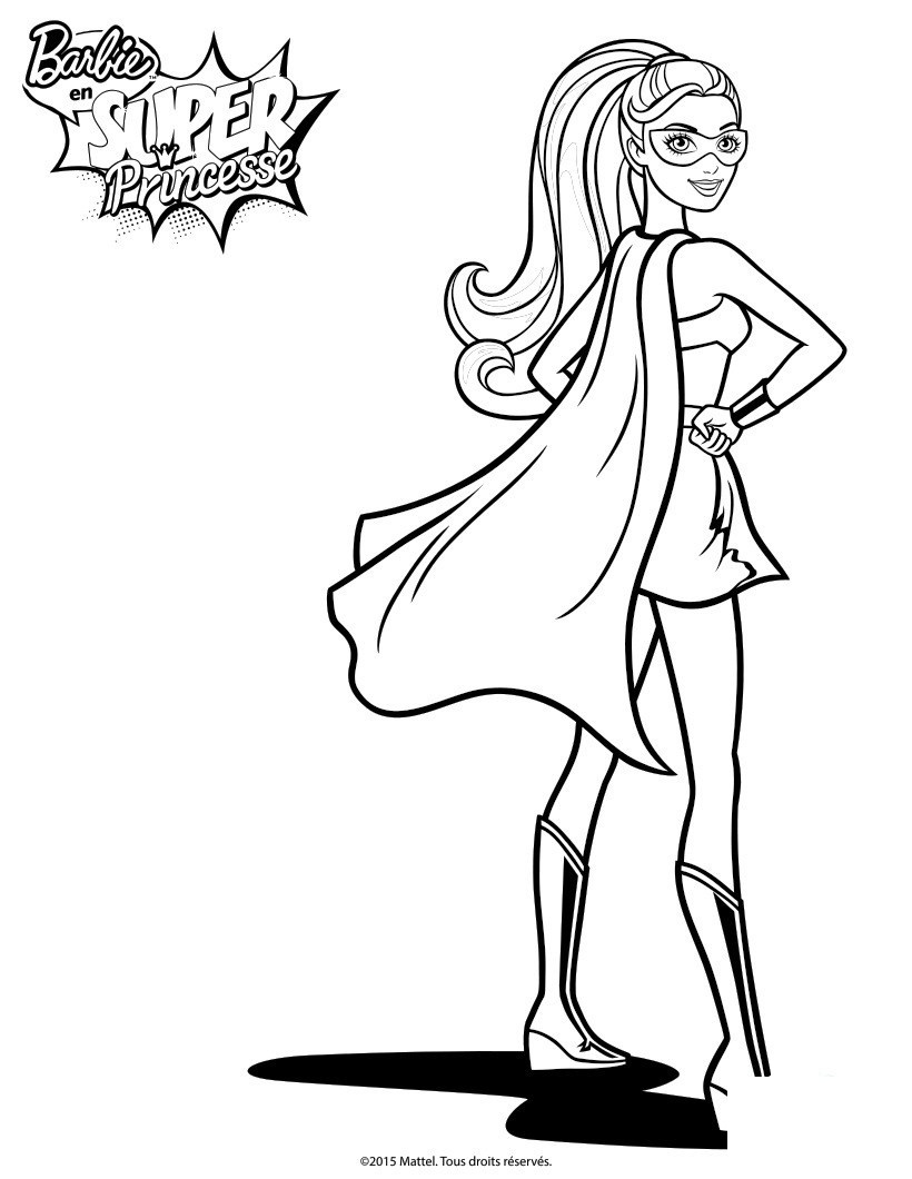 Coloriage Barbie Princesse Kara La Super Héroïne - Barbie à imprimer