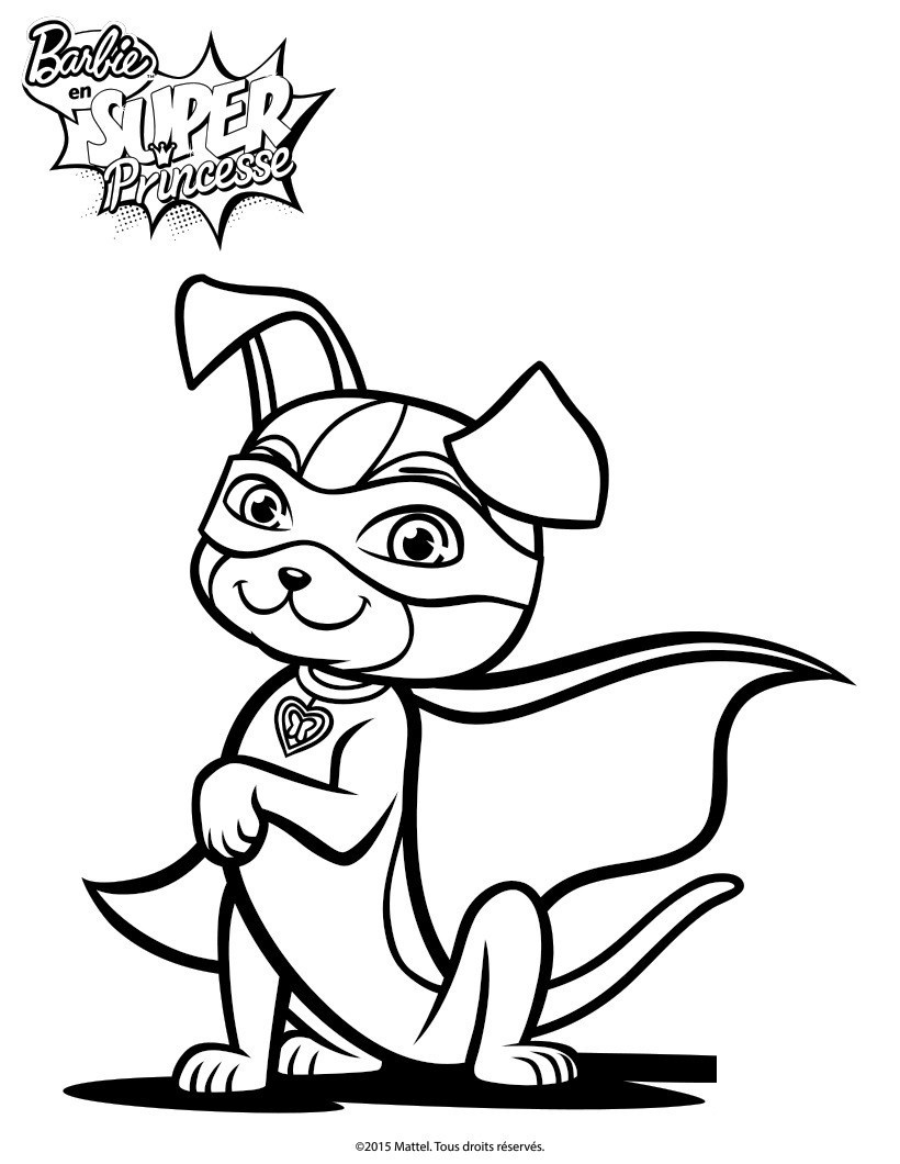Coloriage Barbie Princesse Newton Le Chien De Kara - Barbie à imprimer