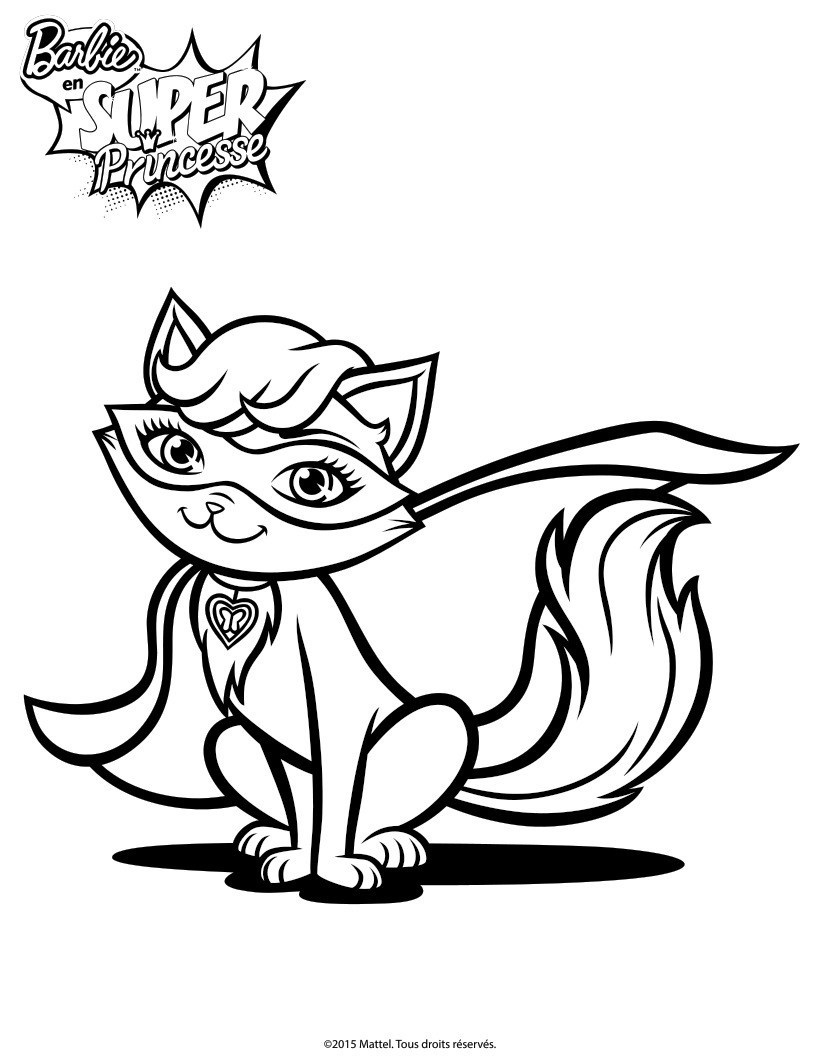 Coloriage Barbie Princesse Parker Le Chat De Kara - Barbie à imprimer