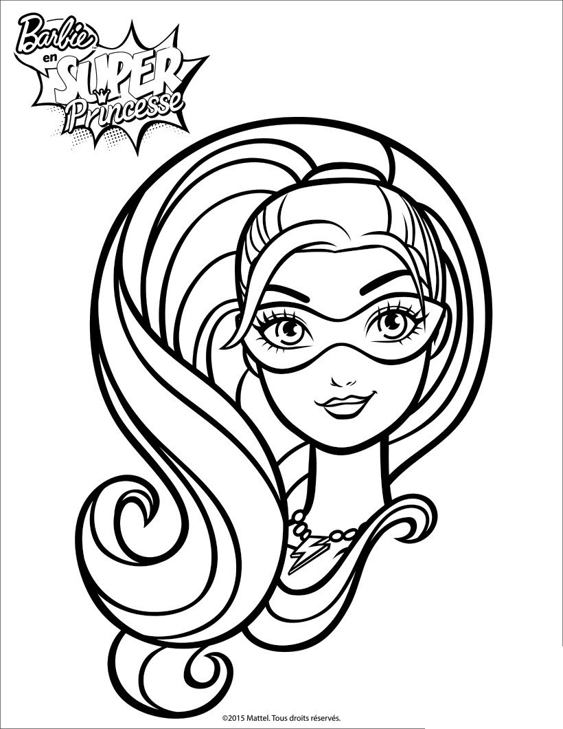 Coloriage Barbie Princesse Portrait De Super Paillette - Barbie à imprimer