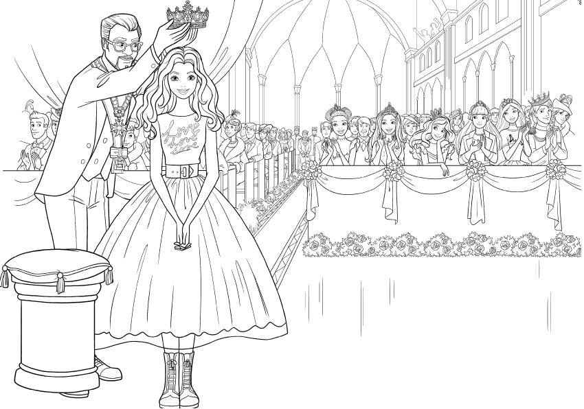 Coloriage Barbie Princesse Recoit Une Couronne Pour La Plus Belle Fille De La Soiree - Barbie princesse à imprimer