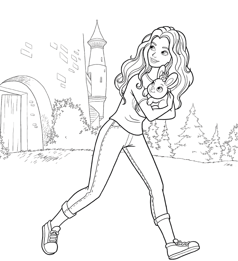 Coloriage Barbie Princesse Sort De Son Royaume Avec Son Petit Chien - Barbie princesse à imprimer