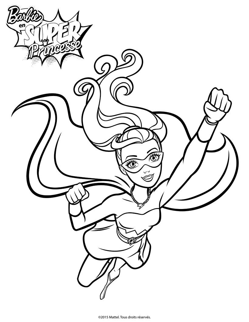 Coloriage Barbie Princesse Super Paillette En Plein Vol - Barbie à imprimer