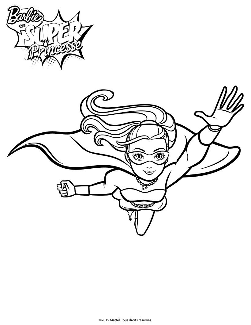 Coloriage Barbie Princesse Super Paillette En Vol - Barbie à imprimer