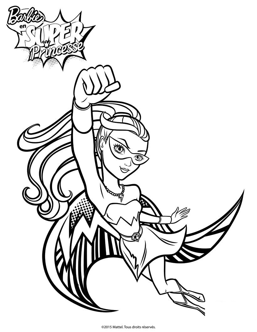 Coloriage Barbie Princesse Super Paillette - Barbie à imprimer