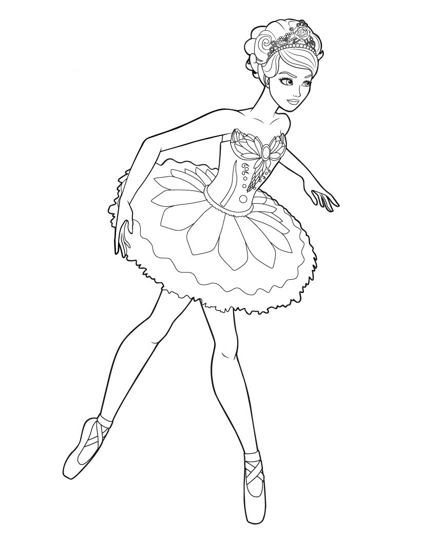 Coloriage Barbie Qui Fait De La Ballerine - Ballerina à imprimer