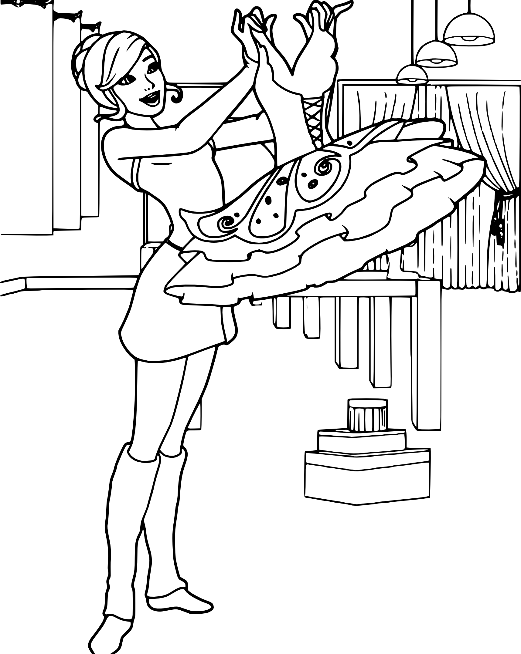 Coloriage Barbie Recoit Sa Robe De Danse - Danseuse à imprimer