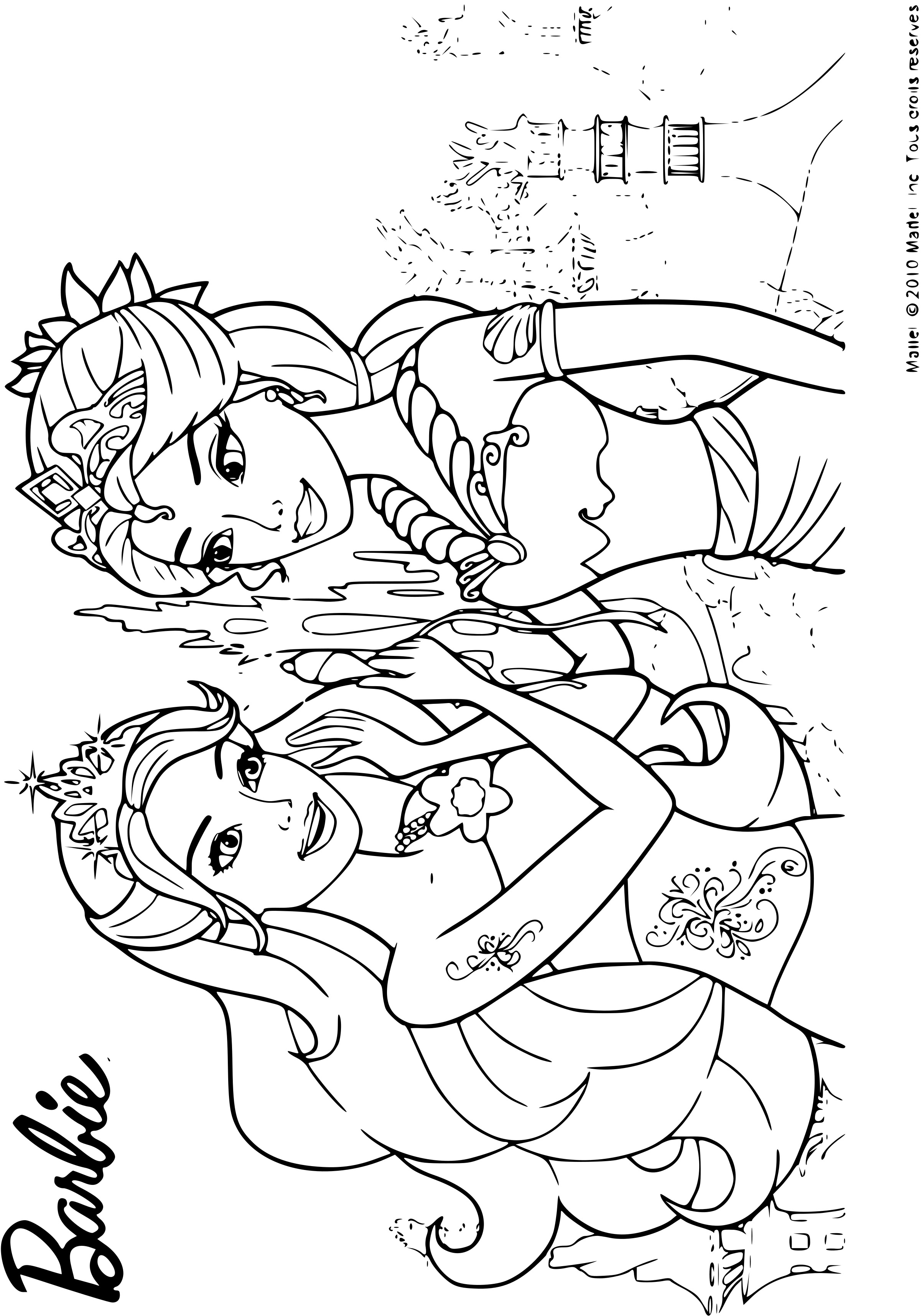 Coloriage Barbie Sirène Dans Le Royaume De La Mer - Barbie sirène à imprimer