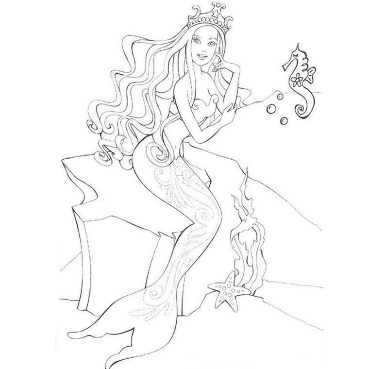 Coloriage Barbie Sirène - Barbie à imprimer
